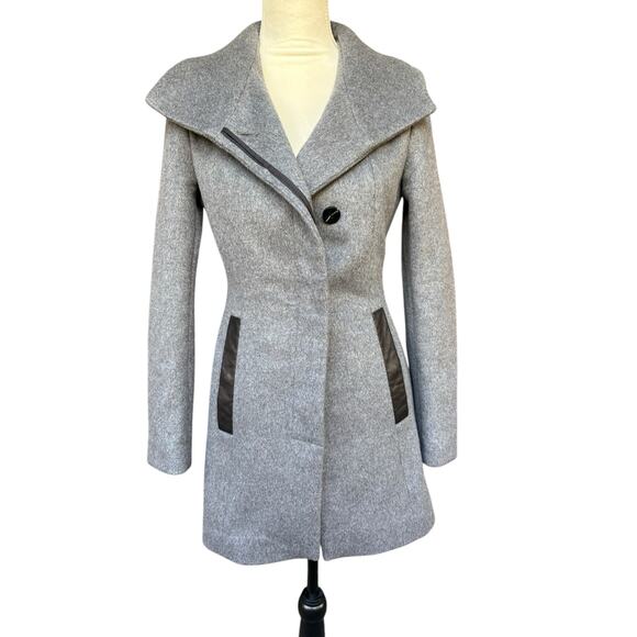 Soia & Kyo Grey Jemma Wool Blend Asymmetrical Side Pocket Car Coat - XS - Picture 3 of 16